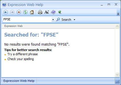 Expression Web Help Search results for "FPSE"