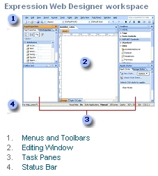 Expression Web Developer workspace